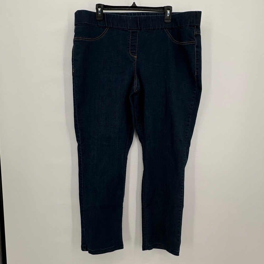 Liz Claiborne Womens XL Classic Slim Leg Pull‎ On Jeggings Dark Wash 553B4F3LC